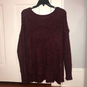 American Eagle Burgundy Fuzzy Sweater